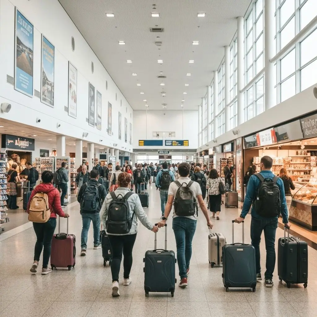 Eindhoven Airport departure hall background